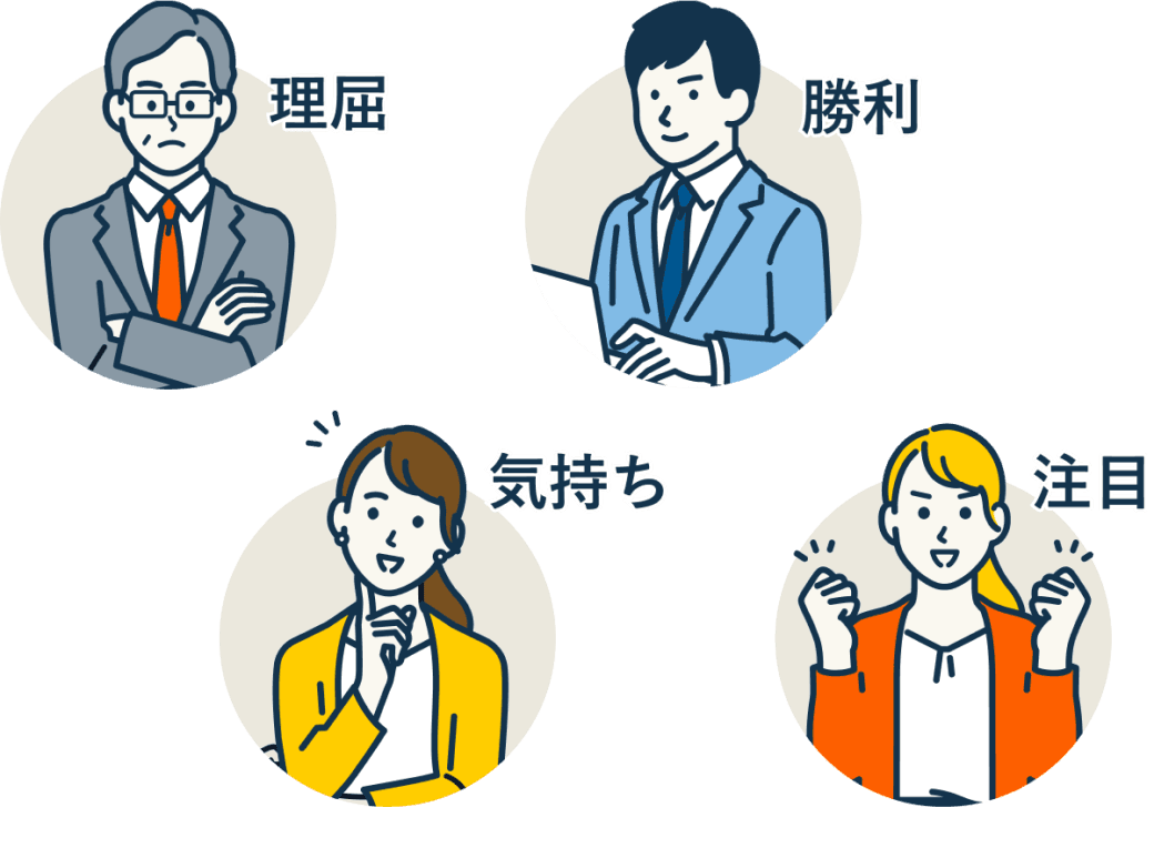 理屈、勝利、気持ち、注目