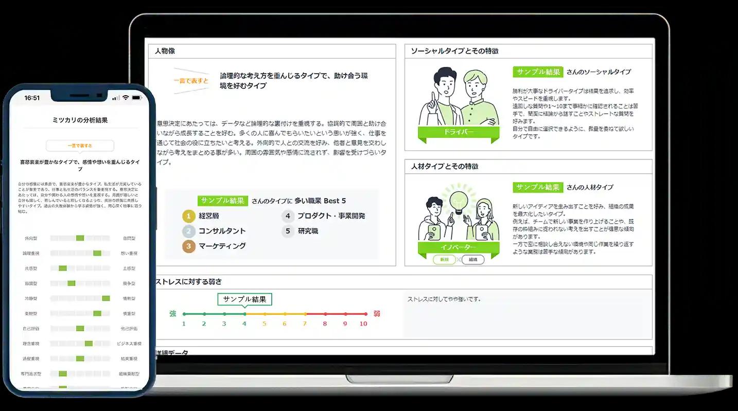 ミツカリ検査結果画面